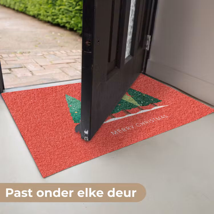 Minimalistisch - Kerstbomen - Rood - Sneeuw Deurmat klein -USP_NL