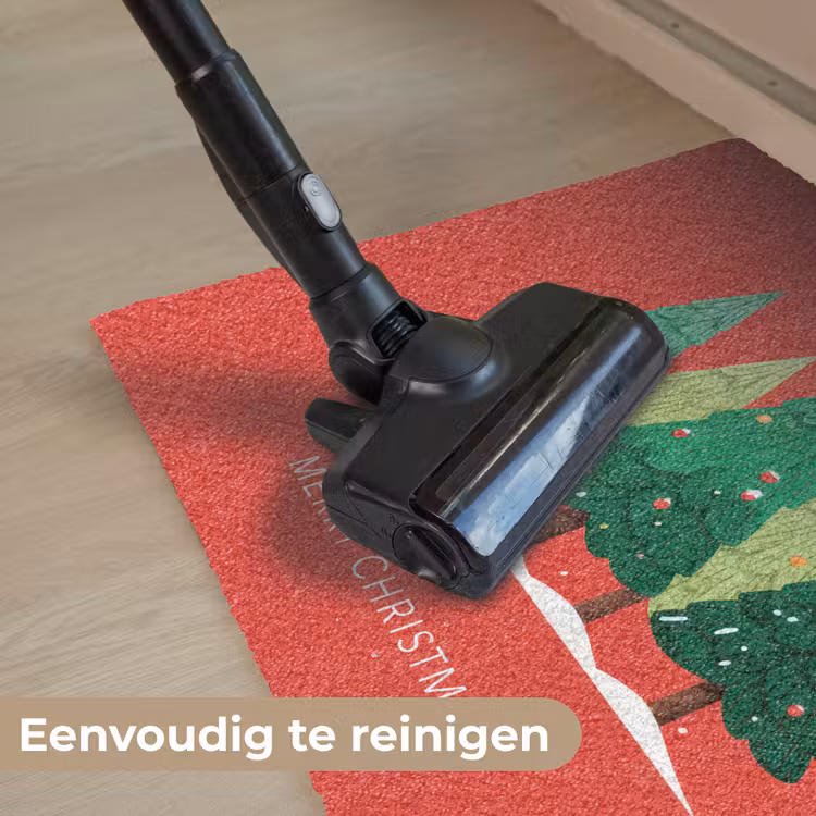 Minimalistisch - Kerstbomen - Rood - Sneeuw Deurmat klein -reinigen_NL