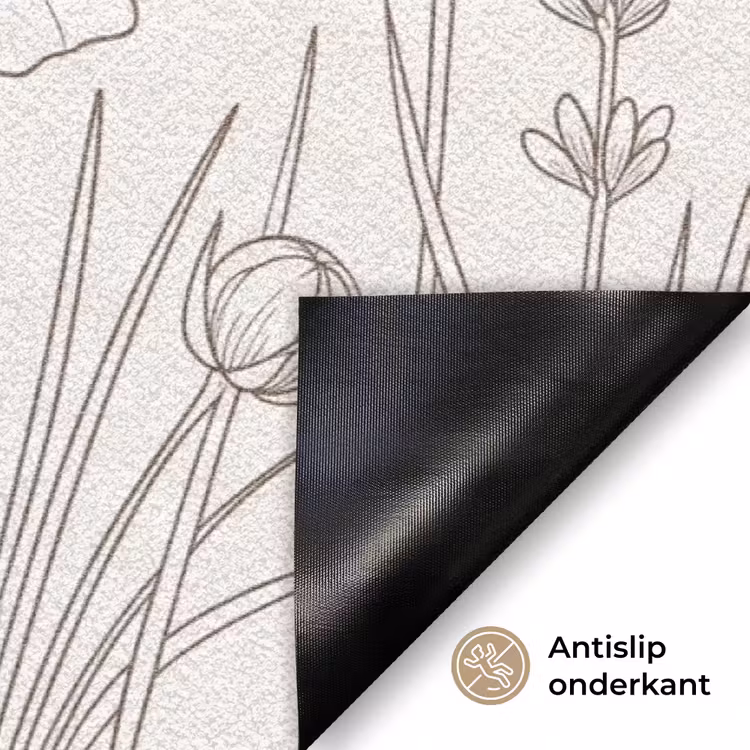 Minimalistisch - Modern - Bloemen - Beige Deurmat klein -antislip_NL