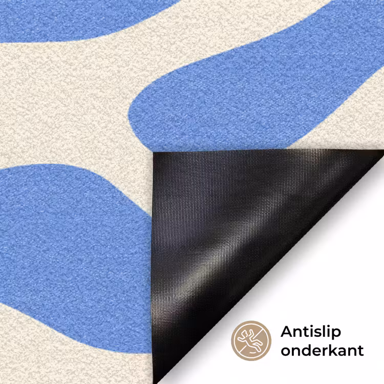 Minimalistisch - Organisch patroon - Blauw Deurmat klein -antislip_NL