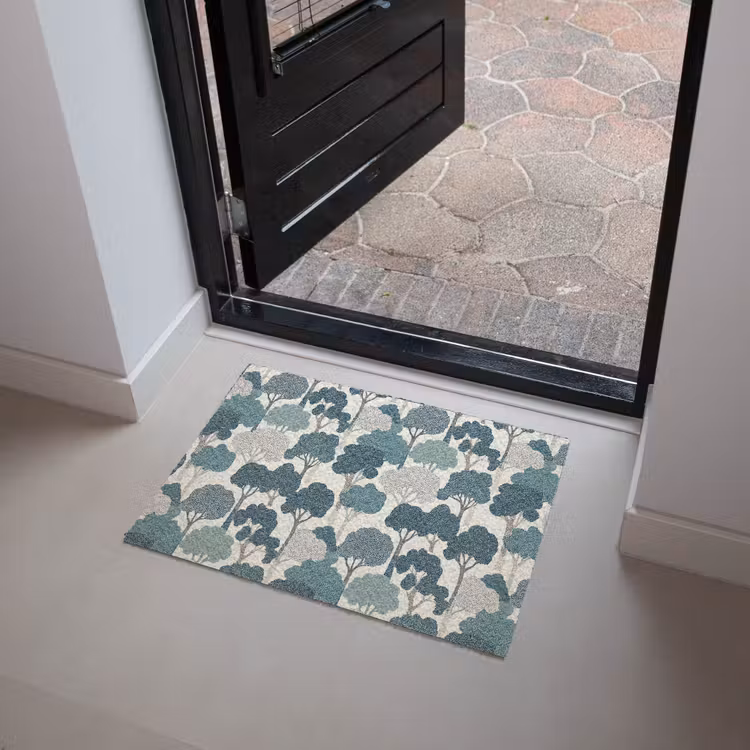Modern - Bomen - Bos - Patroon - Blauw Deurmat klein 898 -sfeer5