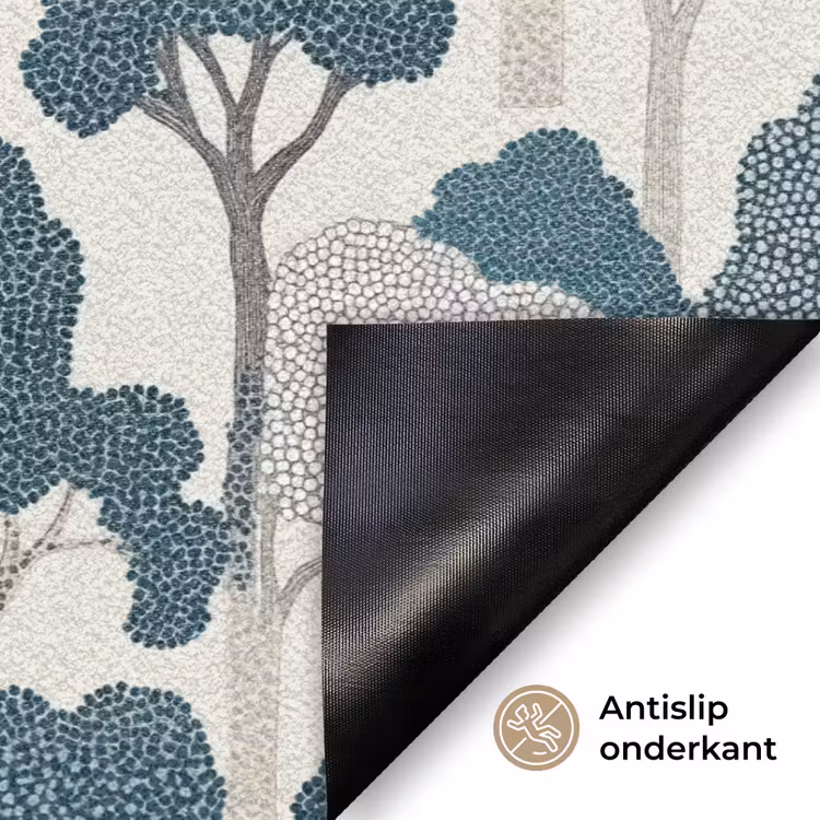 Modern - Bomen - Bos - Patroon - Blauw Deurmat klein 898 -antislip_NL