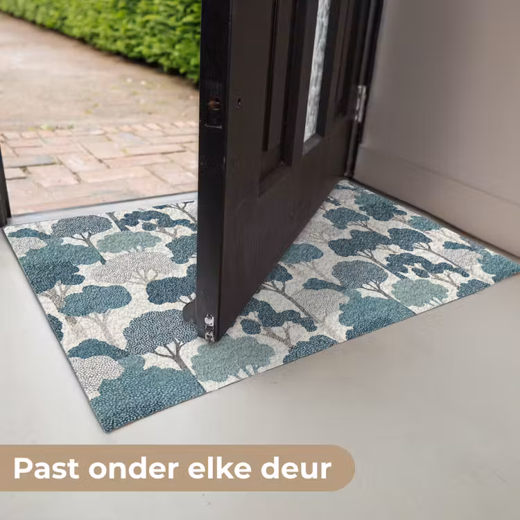 Modern - Bomen - Bos - Patroon - Blauw Deurmat klein 898 -USP_NL