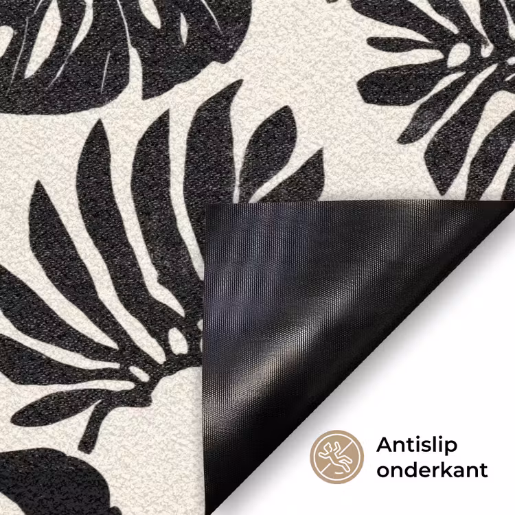 Modern - Monstera - Zwart Deurmat klein 898 -antislip_NL