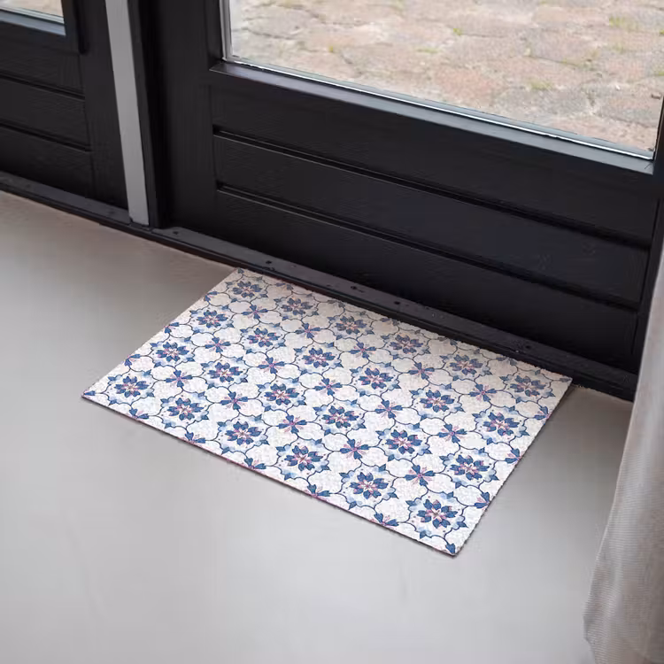 Modern - Patroon - Blauw - Roze Deurmat klein 898 -sfeer2