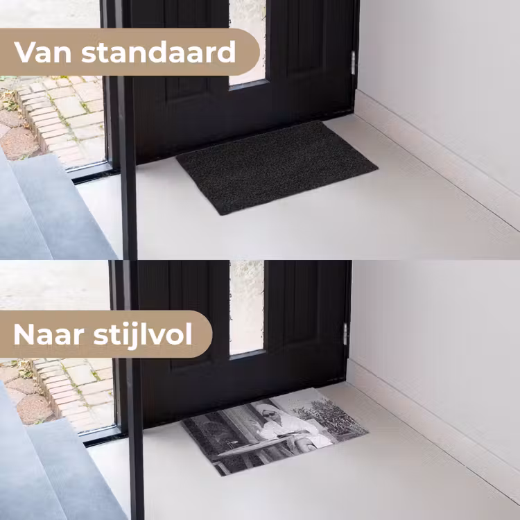 Modern - Vrouw - Zwart - Wit Deurmat klein -voor-na_NL