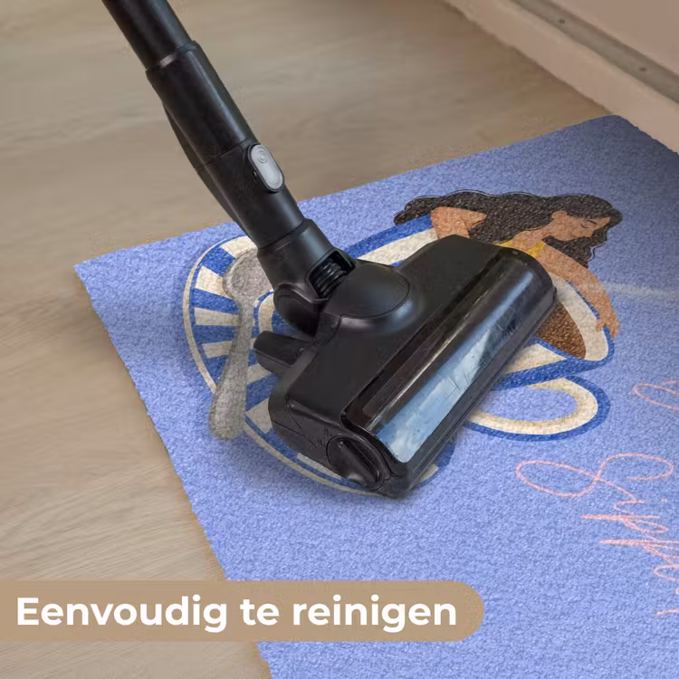 Mok - Koffie - Vrouw - Paars Deurmat klein -reinigen_NL