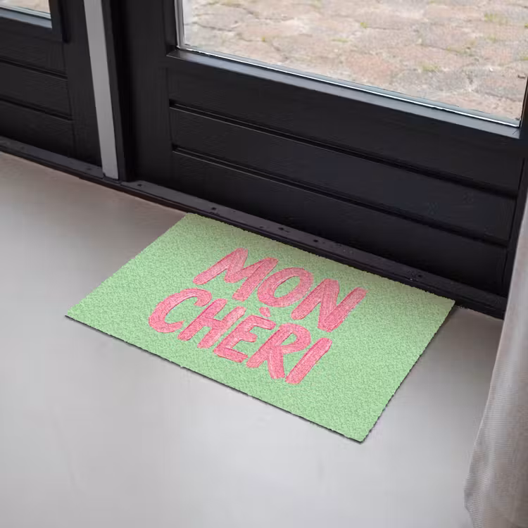 Mon cheri - Groen - Roze Deurmat klein -sfeer2
