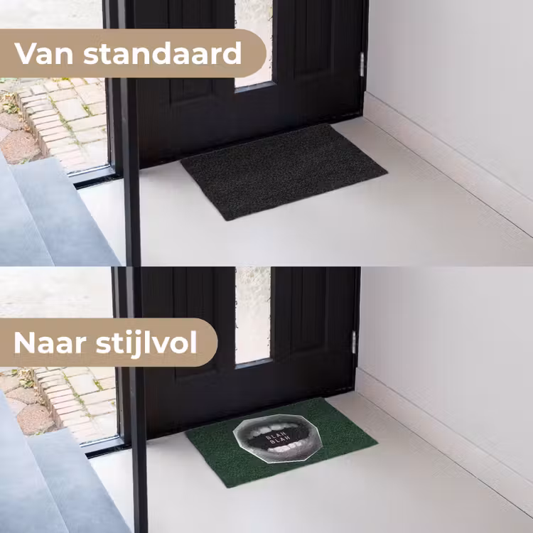 Mond - Groen - Illustratie - BLAH BLAH Deurmat klein -voor-na_NL