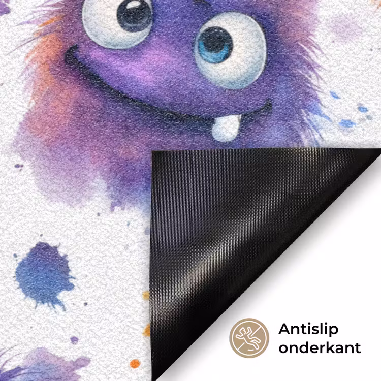 Monstertjes - Aquarel - Kleurrijk Deurmat klein 898 -antislip_NL