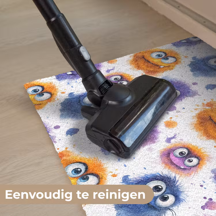 Monstertjes - Aquarel - Kleurrijk Deurmat klein 898 -reinigen_NL