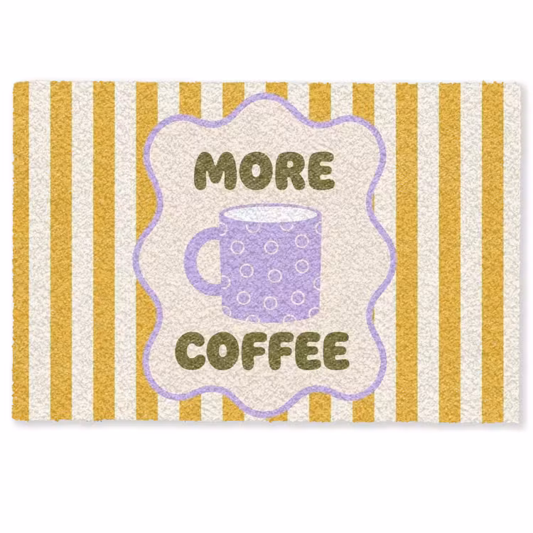 More coffee - Geel - Paars - Strepen - Mok Deurmat klein -zkaufland3d
