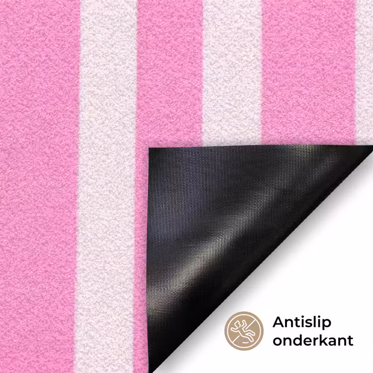 More coffee - Roze - Paars - Strepen - Mok Deurmat klein -antislip_NL
