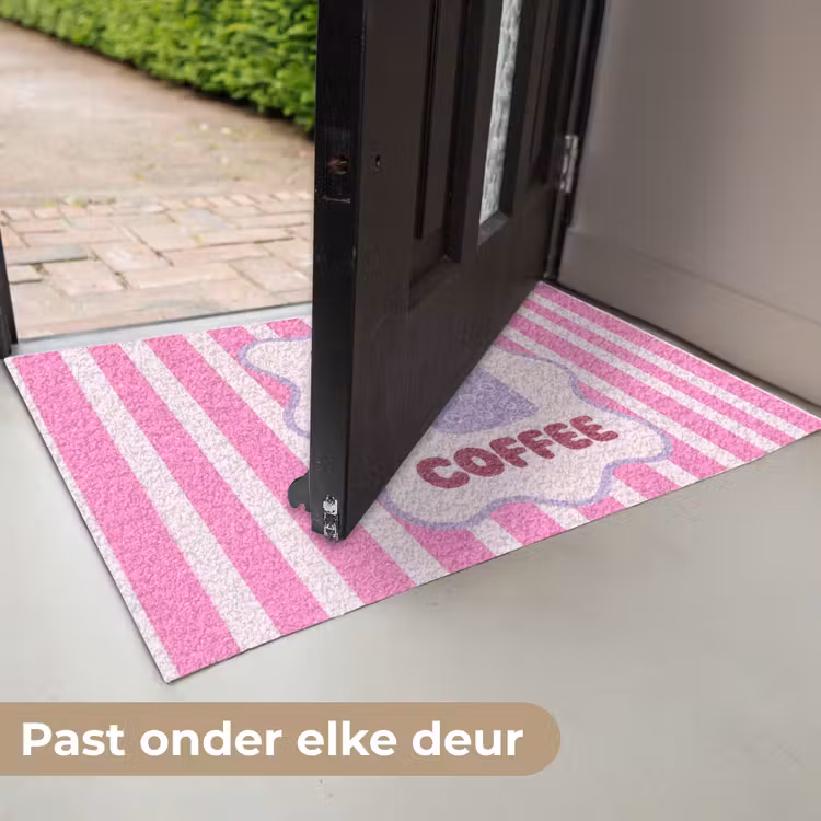 More coffee - Roze - Paars - Strepen - Mok Deurmat klein -USP_NL