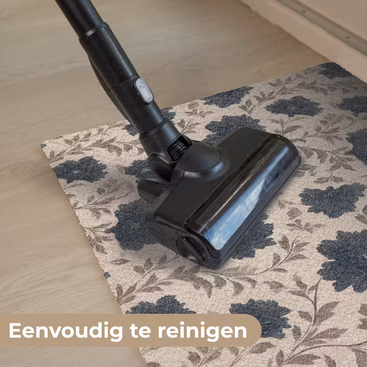 Motief - Bloemen - Zwart - Beige Deurmat klein 898 -reinigen_NL