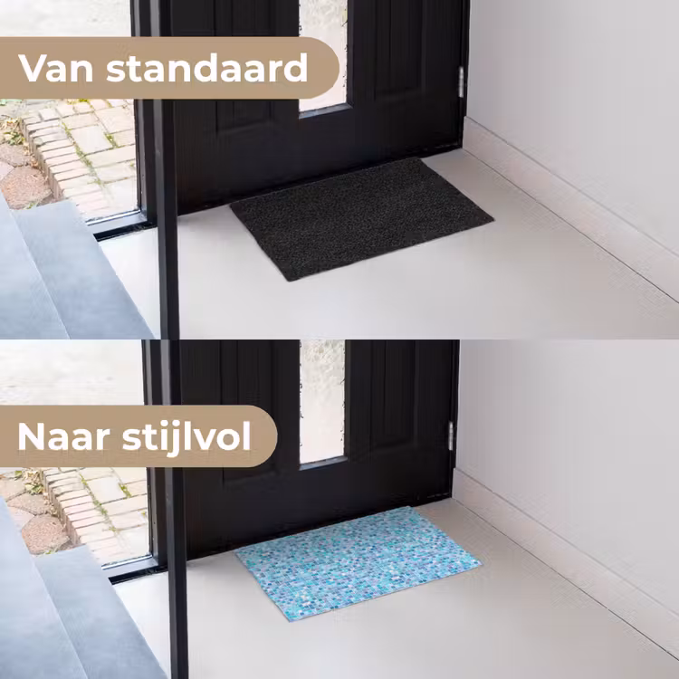 Mozaïek - Patroon - Turquoise Deurmat klein 898 -voor-na_NL