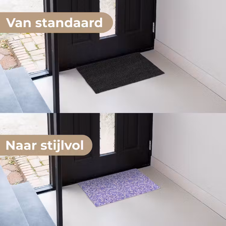 Mozaïek - Tegels - Lila - Amethist Deurmat klein 898 -voor-na_NL