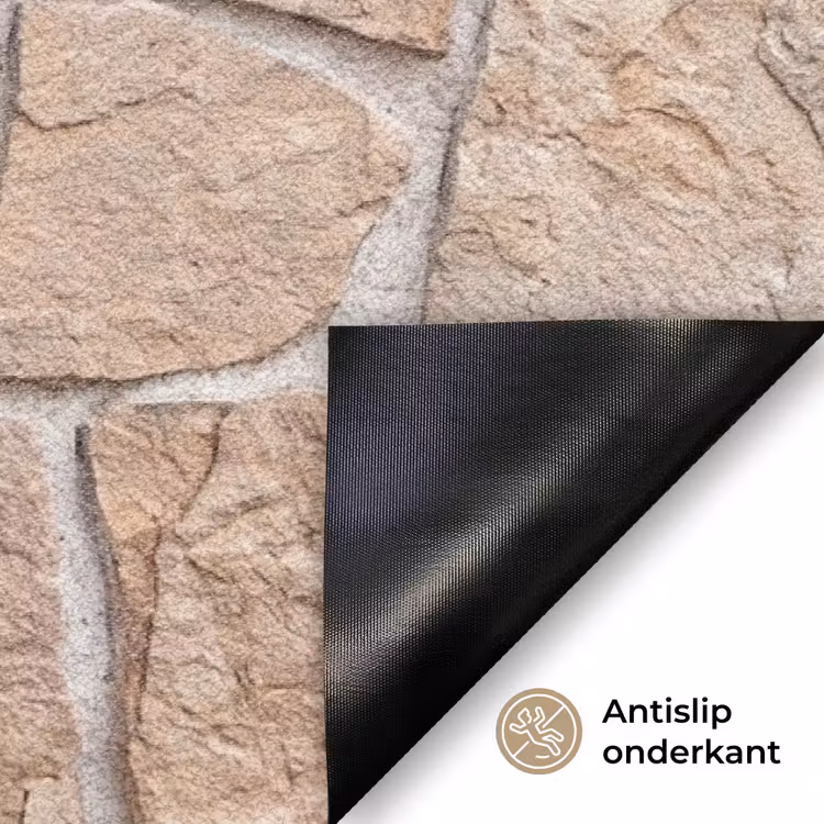 Muur - Steen - Patroon - Rustiek - Beige Deurmat klein -antislip_NL