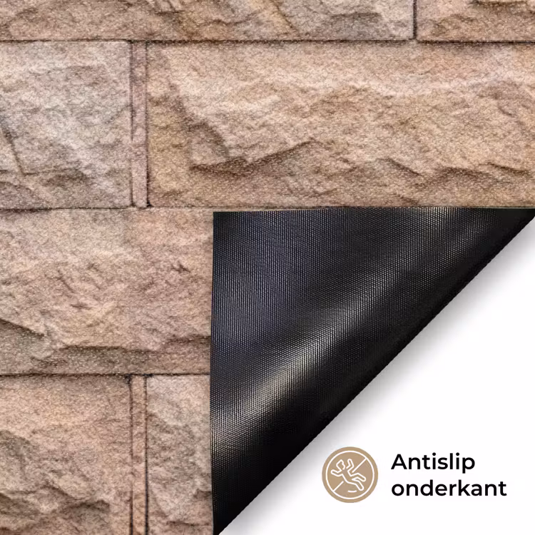 Muur - Steen - Ruw - Textuur - Beige Deurmat klein -antislip_NL
