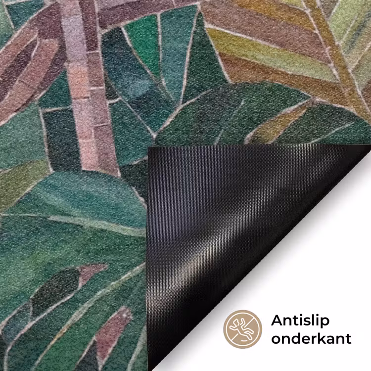 Natuur - Bladeren - Abstract - Groen - Vogel Deurmat klein -antislip_NL