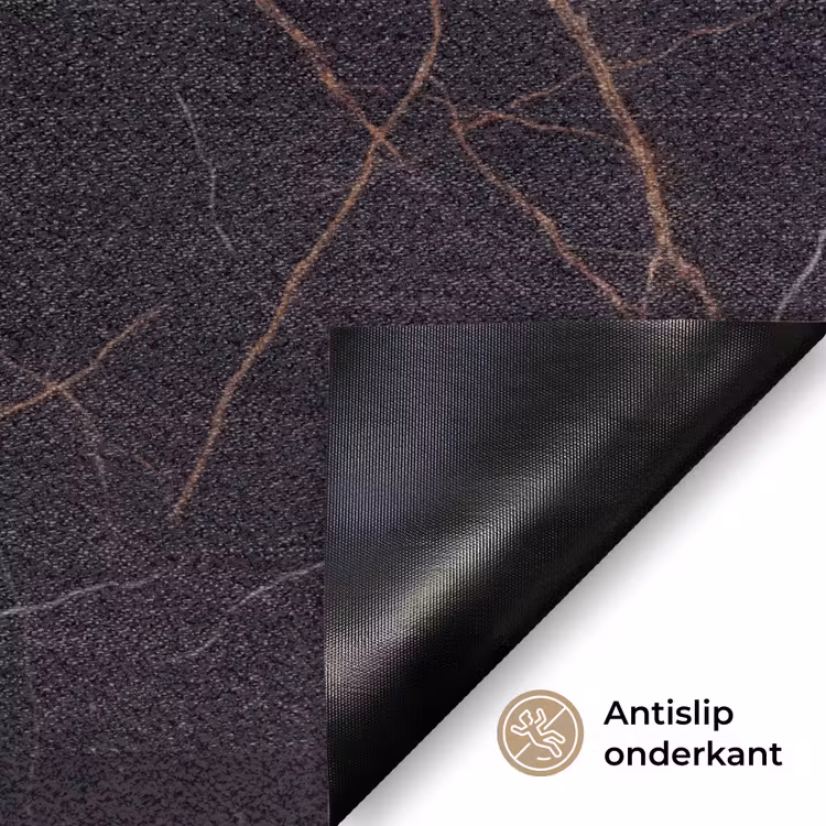Natuursteen - Marmerpatroon - Abstract - Modern - Zwart - Goud Deurmat klein -antislip_NL