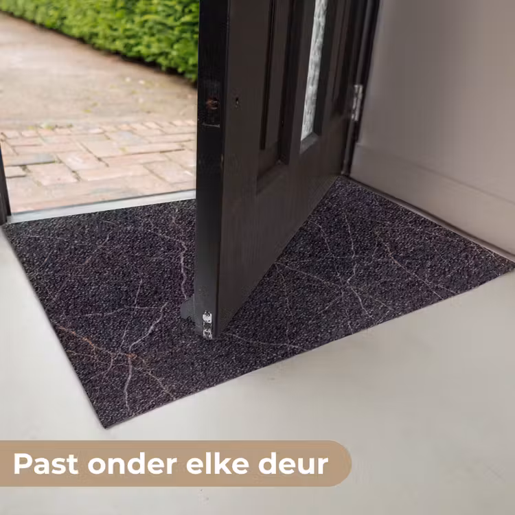 Natuursteen - Marmerpatroon - Abstract - Modern - Zwart - Goud Deurmat klein -USP_NL