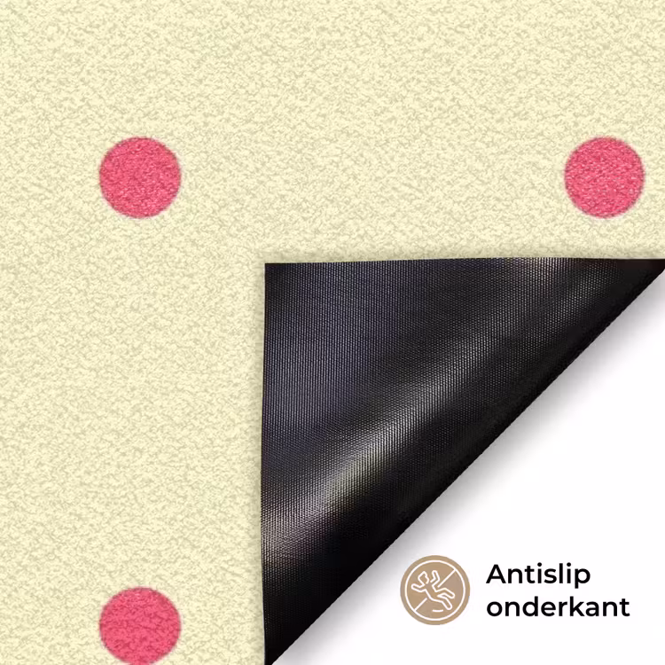 Nice - Stippen - Roze - Geel Deurmat klein -antislip_NL