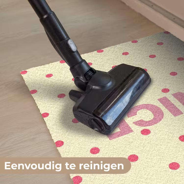 Nice - Stippen - Roze - Geel Deurmat klein -reinigen_NL