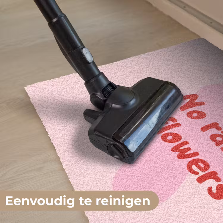 No rain no flowers - Bloem - Roze Deurmat klein -reinigen_NL