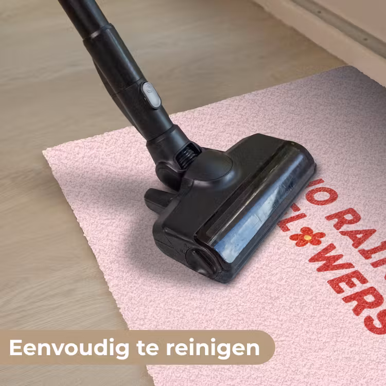 No rain no flowers - Minimalistisch - Roze - Bloem Deurmat klein -reinigen_NL