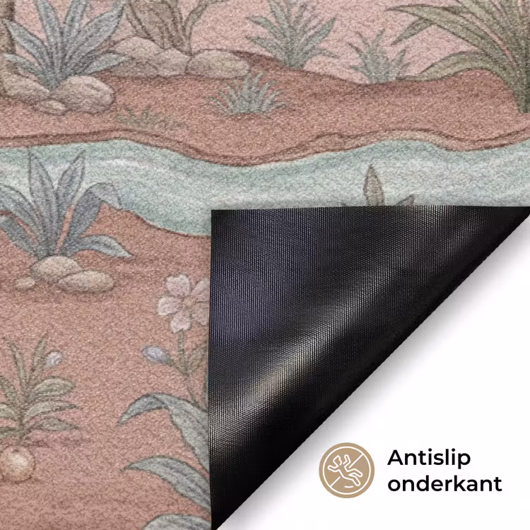 Nostalgisch - Reigers - Roze Deurmat klein -antislip_NL