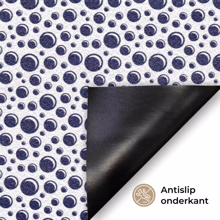 Oceaan - Bubbel - Blauw - Wit Deurmat klein 898 -antislip_NL