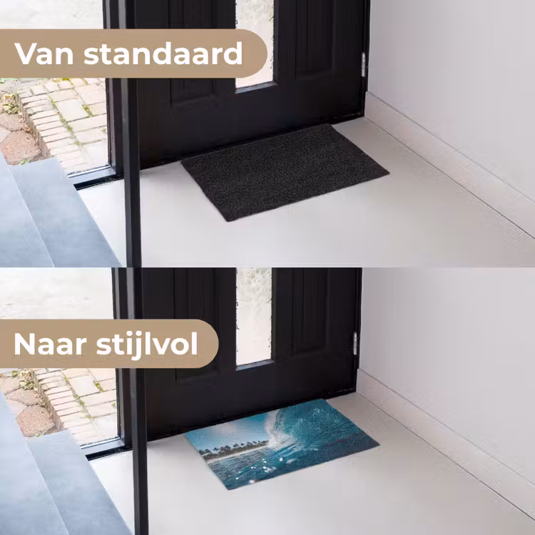 Oceaan - Golf - Strand - Natuur - Blauw Deurmat klein -voor-na_NL