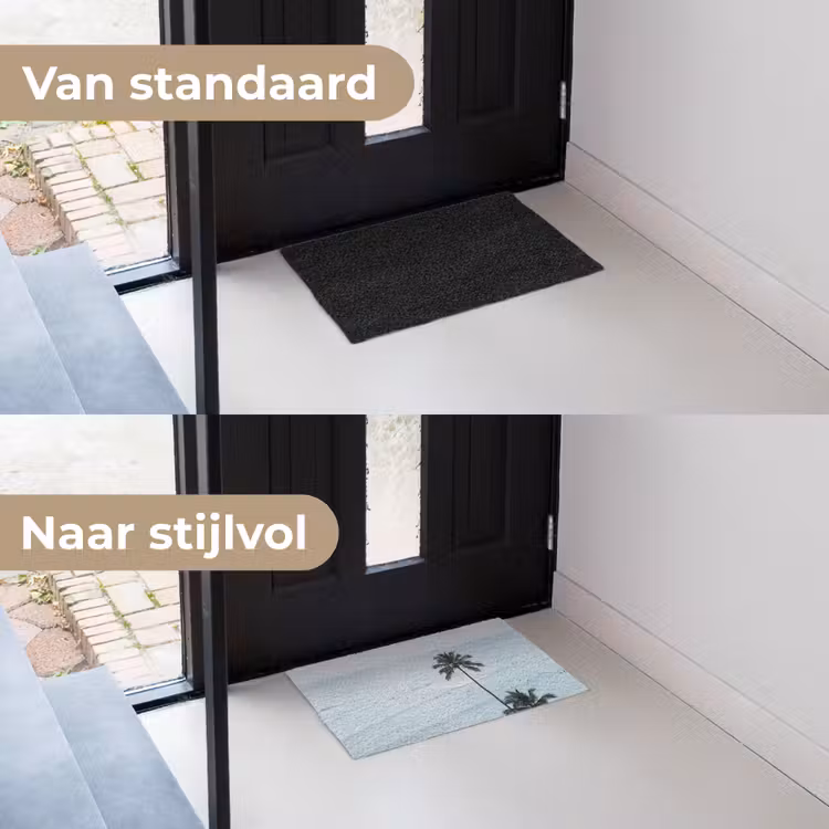 Oceaan - Palmbomen - Surfers Deurmat klein -voor-na_NL