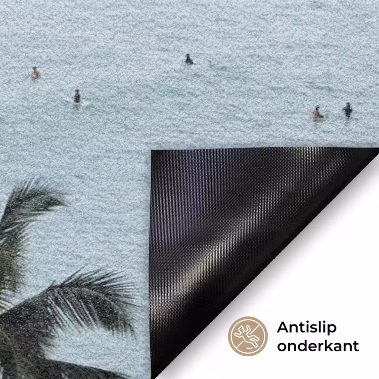 Oceaan - Palmbomen - Surfers Deurmat klein -antislip_NL