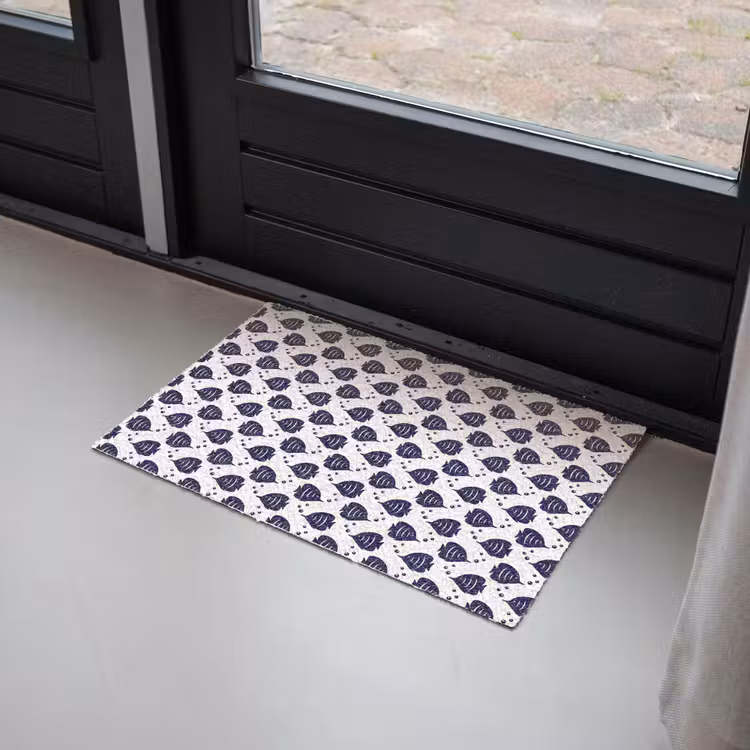 Oceaan - Vis - Blauw - Wit Deurmat klein 898 -sfeer2