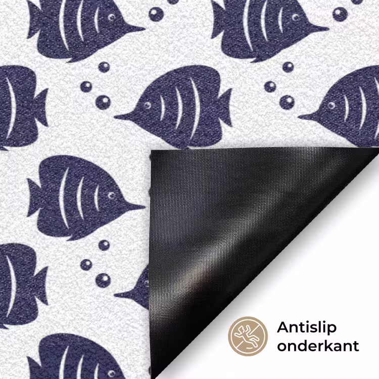 Oceaan - Vis - Blauw - Wit Deurmat klein 898 -antislip_NL