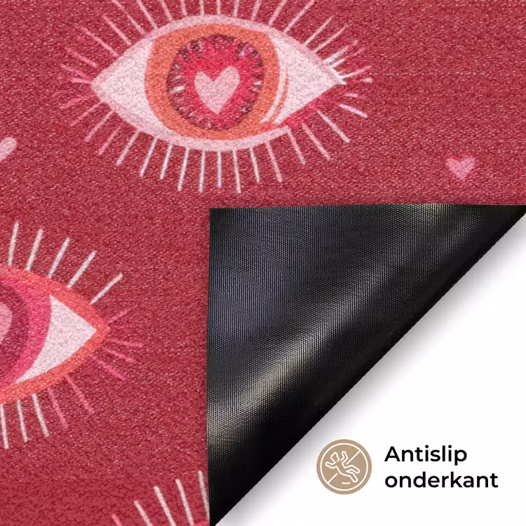 Ogen - Patroon - Roze - Donkerrood Deurmat klein 898 -antislip_NL