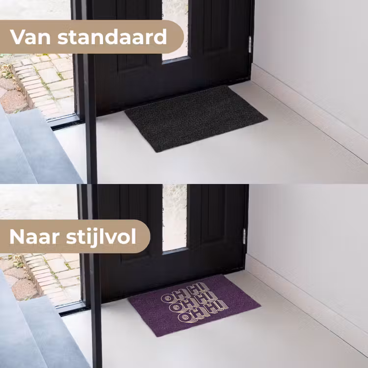 Oh hi - Paars - 3D Deurmat klein -voor-na_NL