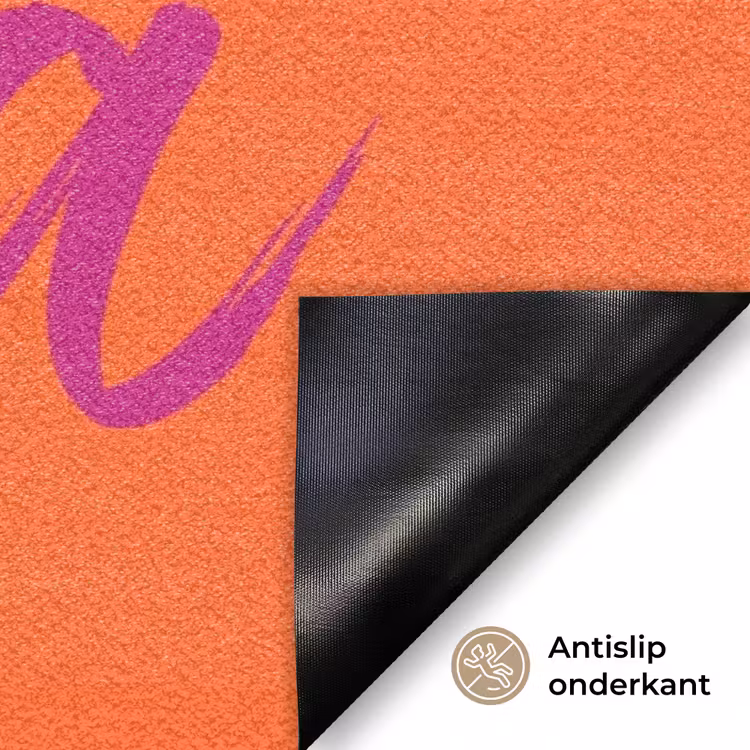 Oh la la - Oranje - Roze - Grafisch Deurmat klein -antislip_NL