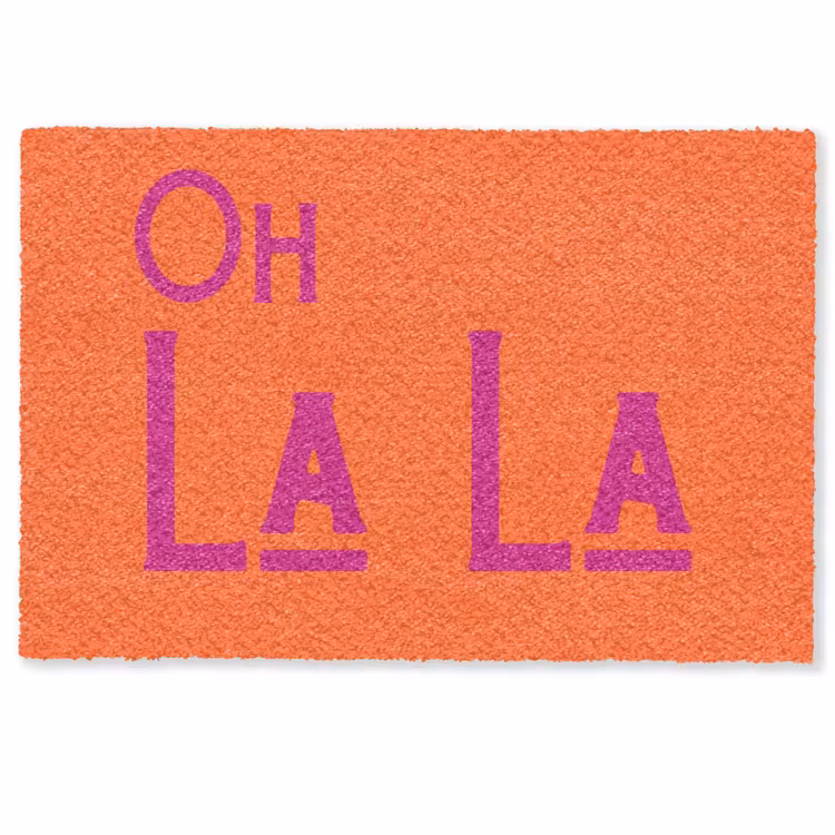 Oh la la - Oranje - Roze - Scheeflettertype Deurmat klein -zkaufland3d