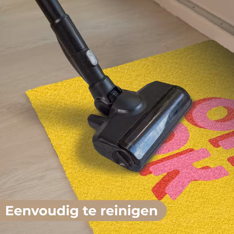 Oh ok - 3D - Geel - Roze Deurmat klein -reinigen_NL