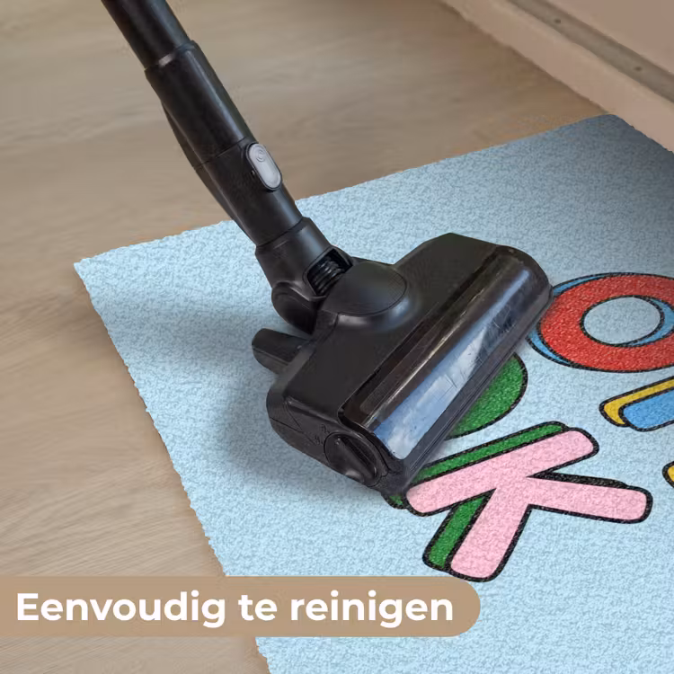 Oh ok - Blauw - Kleurrijk Deurmat klein -reinigen_NL