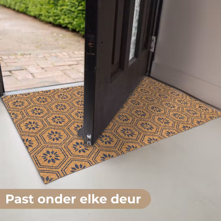 Okergeel - Patroon - Bloem - Donkerblauw Deurmat klein 898 -USP_NL
