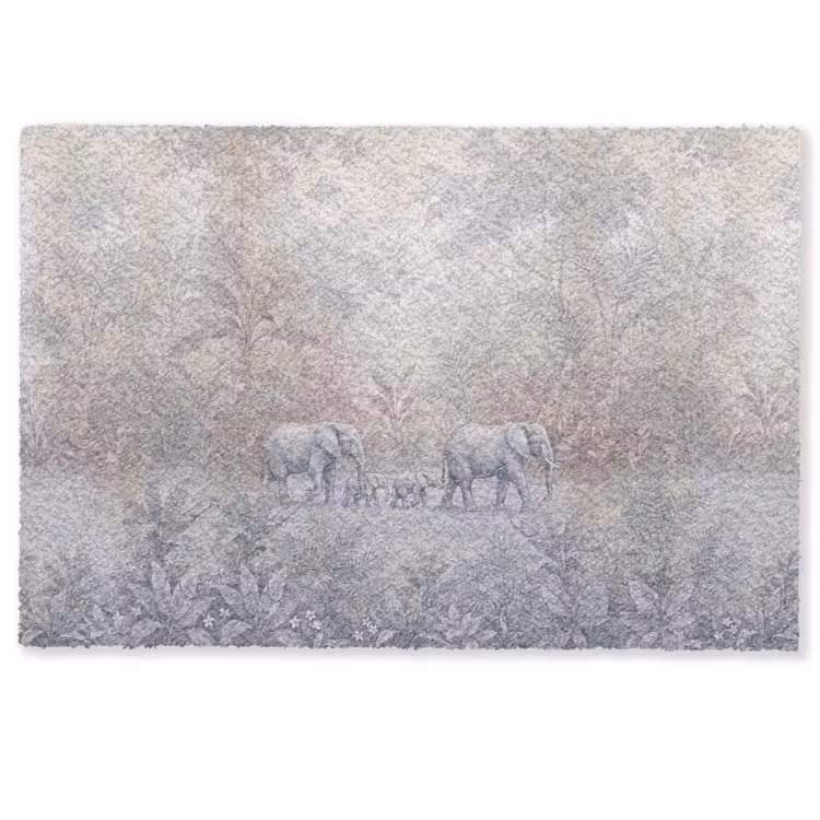 Olifant - Familie - Jungle - Illustratie - Grijs Deurmat klein -zkaufland3d
