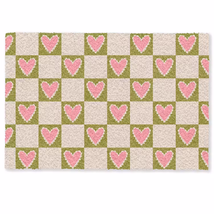 Olijfgroen - Hartjes - Patroon - Retro Deurmat klein 898 -zkaufland3d