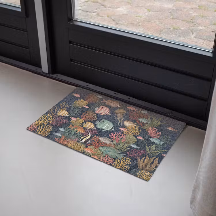 Onderwaterwereld - Vissen - Koraal - Illustratie - Kleurrijk Deurmat klein -sfeer2
