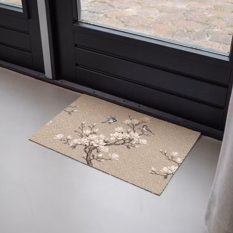 Oosters - Vogels - Beige Deurmat klein -sfeer2