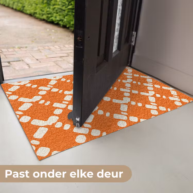 Oranje - Ruitpatroon - Wit Deurmat klein 898 -USP_NL
