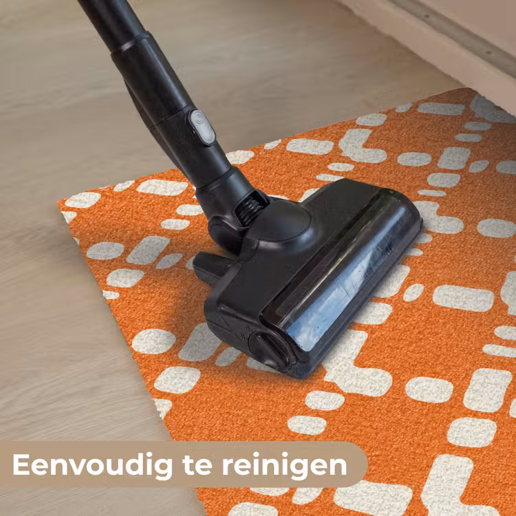Oranje - Ruitpatroon - Wit Deurmat klein 898 -reinigen_NL